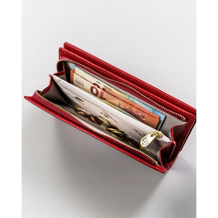  Valódi bőr Női pénztárca piros színben