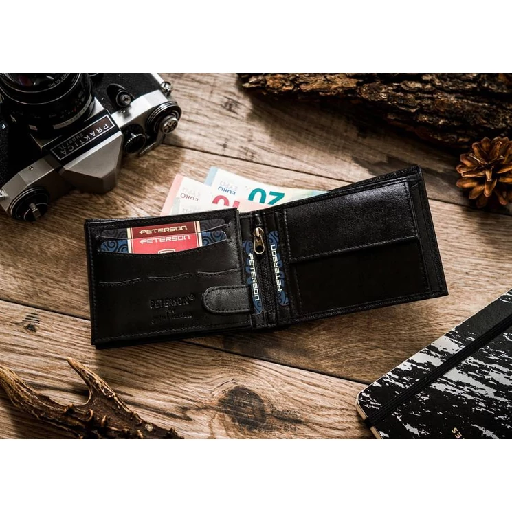 Peterson Valódi bőr Férfi pénztárca RFID védelemmel