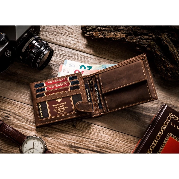 Peterson Valódi Bőr Férfi pénztárca kamionos motívummal