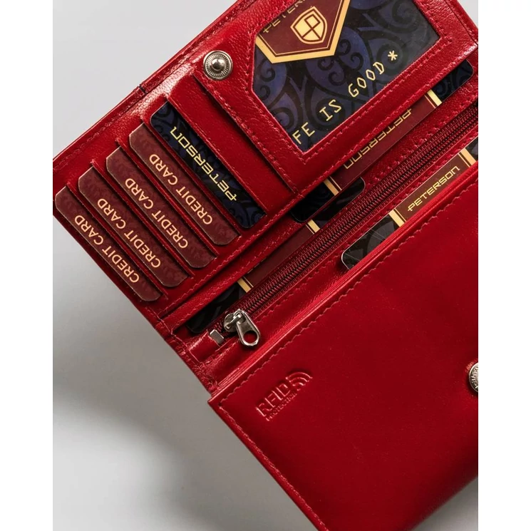 Peterson Piros Valódi bőr Női pénztárca