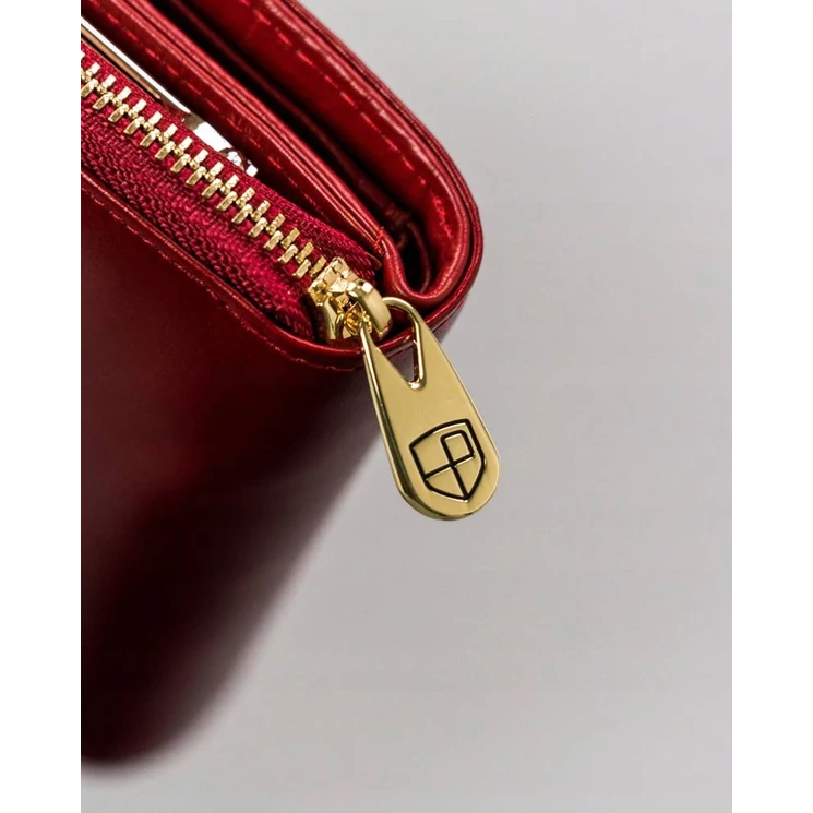 Valódi  bőr Női pénztárca piros színben