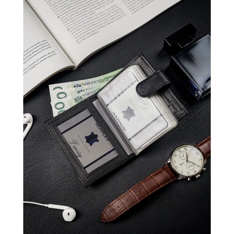 LOREN Elegáns Férfi pénztárca fényes valódi bőrből