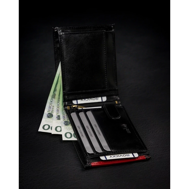 Valódi bőrből készült férfi pénztárca cipzáros rekesszel RFID védelemmel