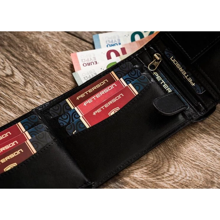 Peterson Valódi bőr Férfi pénztárca RFID védelemmel