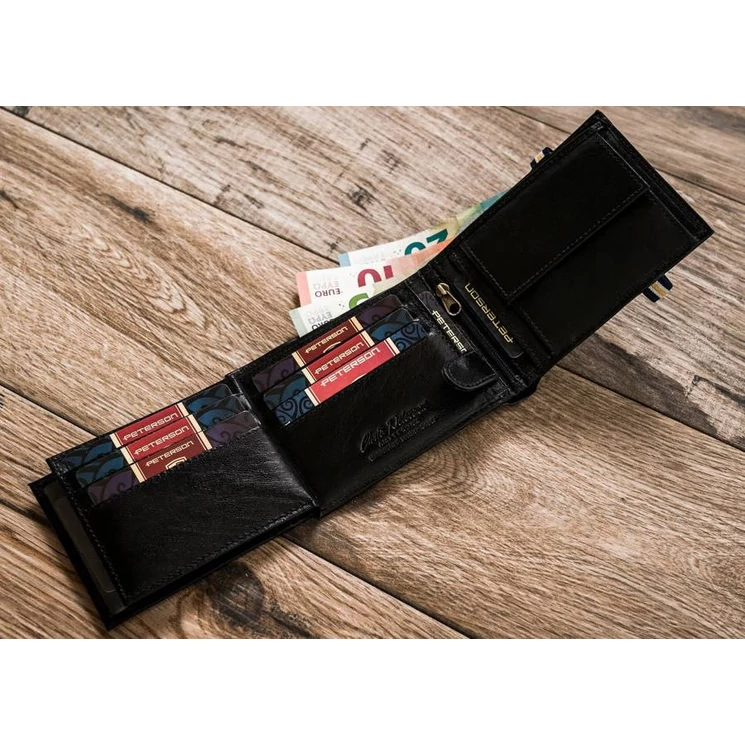 Peterson Valódi Bőr Férfi pénztárca RFID védelemmel