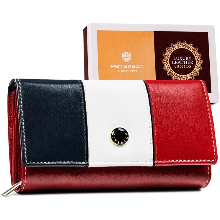 Peterson Piros Valódi bőr Női pénztárca