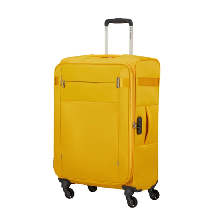 Samsonite Citybeat bővíthető spinner bőrönd közepes méret 66 cm GoldenYellow