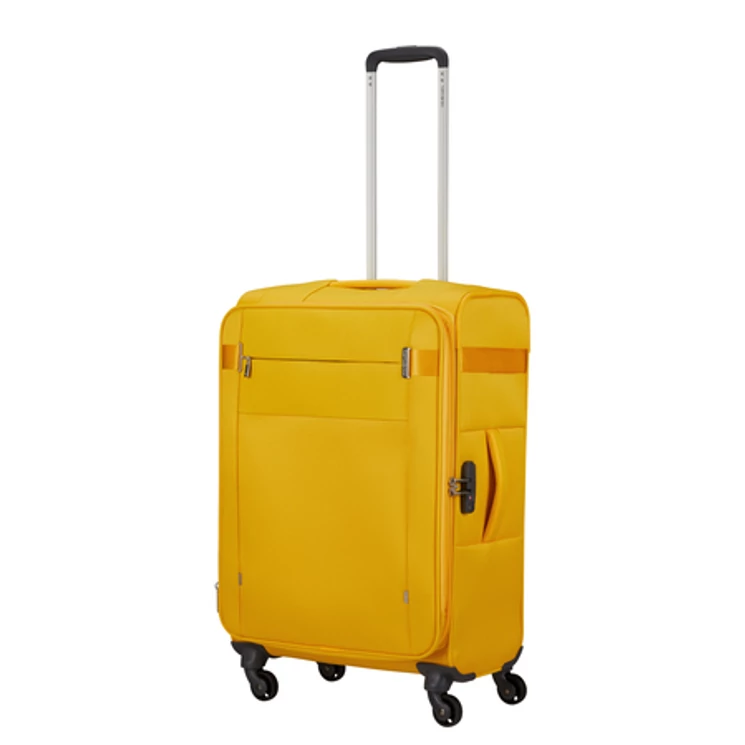 Samsonite Citybeat bővíthető spinner bőrönd közepes méret 66 cm GoldenYellow