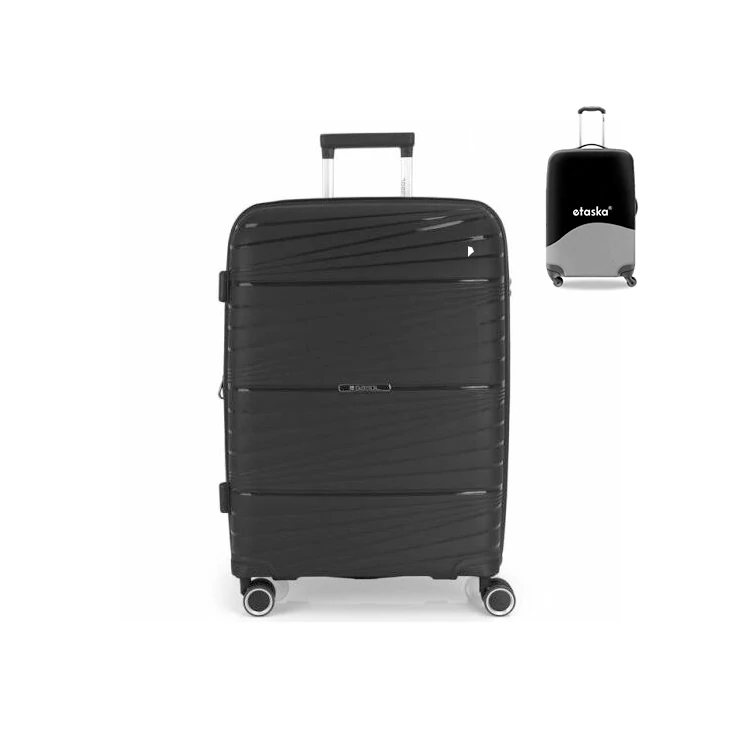 Gabol bőrönd közép méret GA-1220M Black ajándék bőröndhuzattal