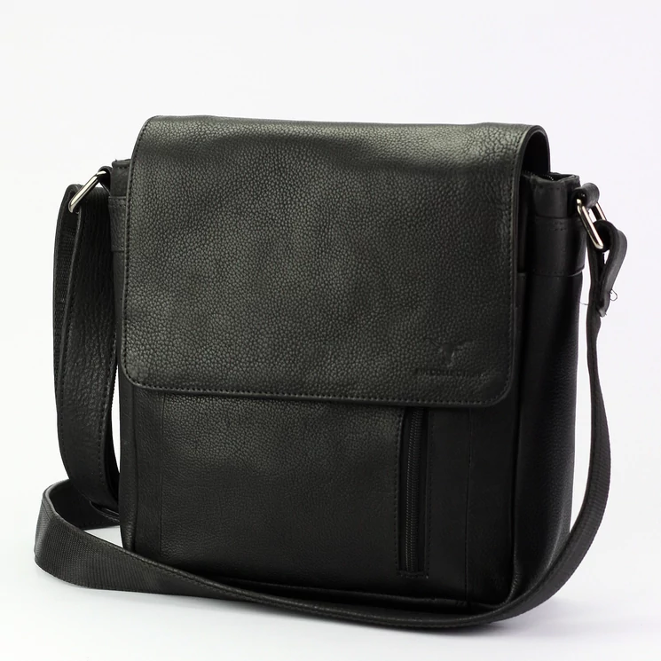 Money Kepper Valódi bőr Válltáska Fekete