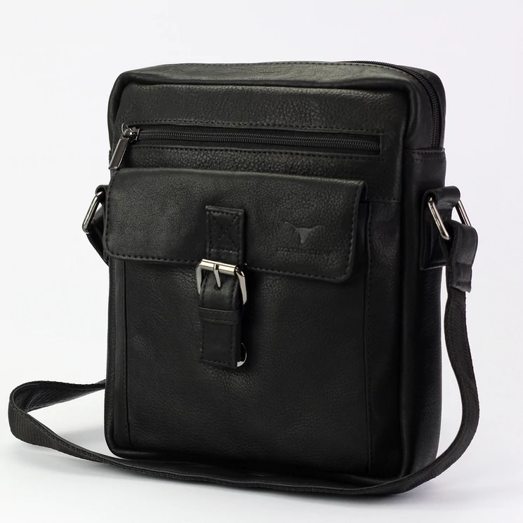 Elegáns  Valódi bőr Férfi Oldaltáska/Válltáska Fekete