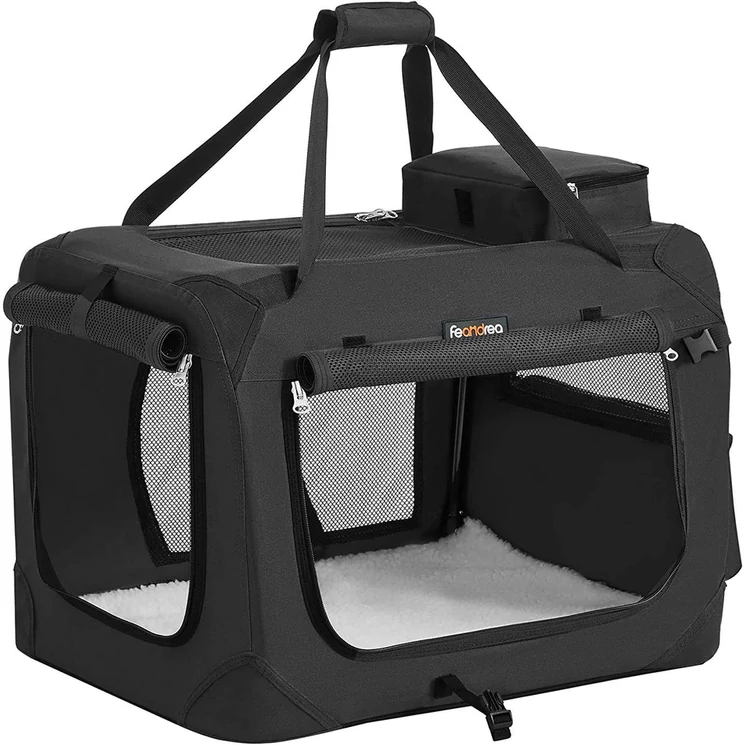 Feandrea Összecsukható kisállathordozó, kutyaszállító doboz 60 x 42 x 42 cm, fekete
