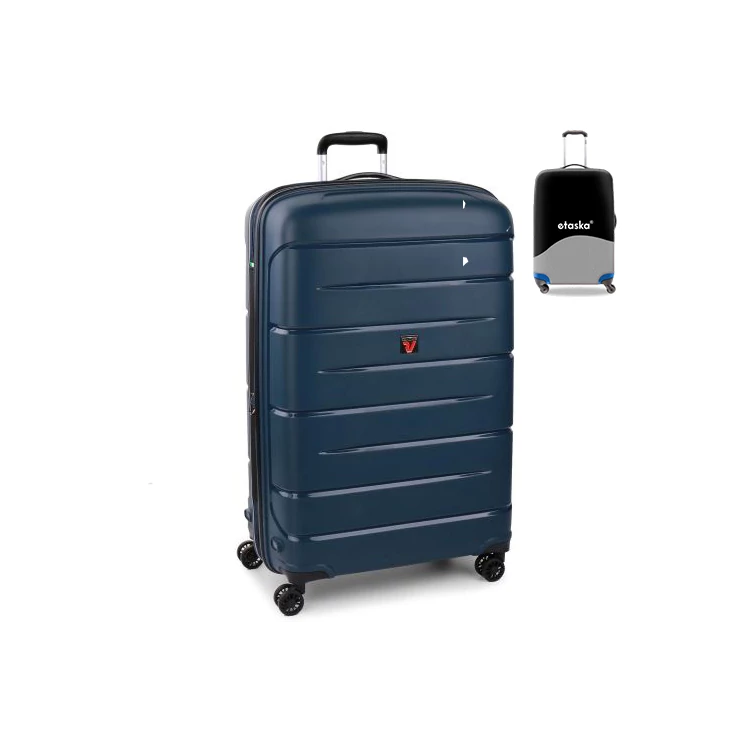 Roncato FLIGHT DLX Spinner Bőrönd R-3461 Sötétkék ajándék bőröndhuzattal