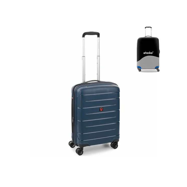 Roncato FLIGHT DLX Spinner kabinbőrönd R-3463 Sötétkék ajándék bőröndhuzattal