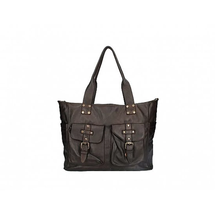 Valódi bőr női táska Sötétbarna S7258