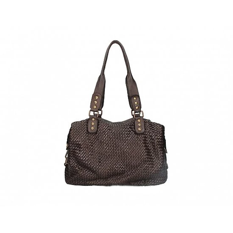 Valódi bőr női táska Sötétbarna S7259