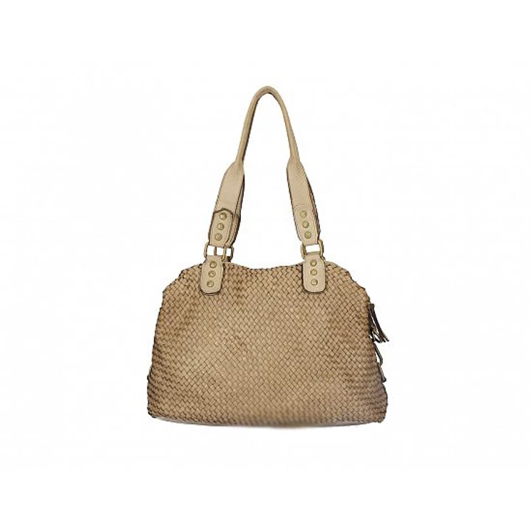 Valódi bőr női táska Taupe S7259