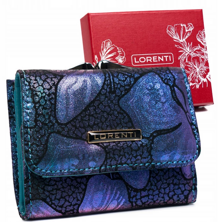 Kis méretű Valódi bőr női pénztárca Pillangó mintával- Lorenti