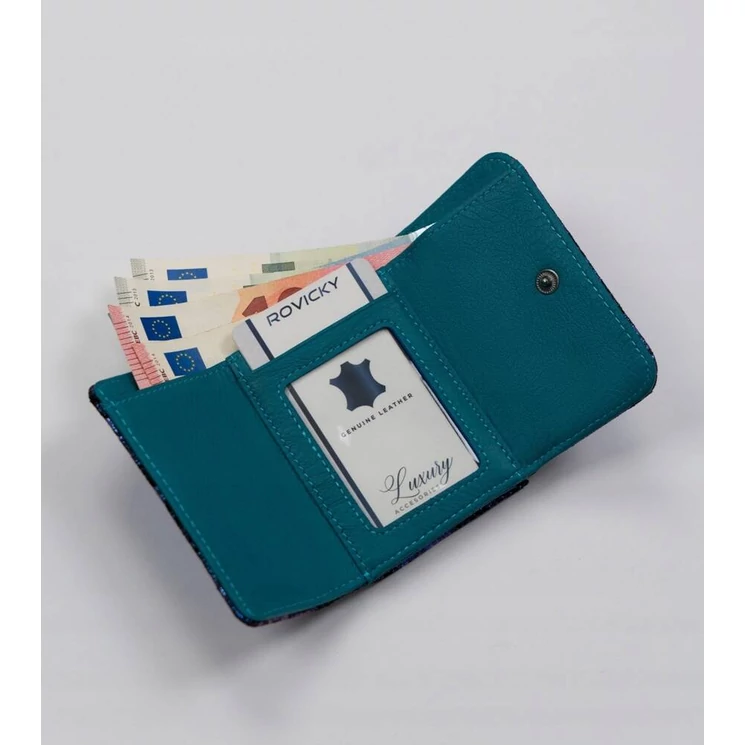 Kis méretű Valódi bőr női pénztárca Pillangó mintával- Lorenti