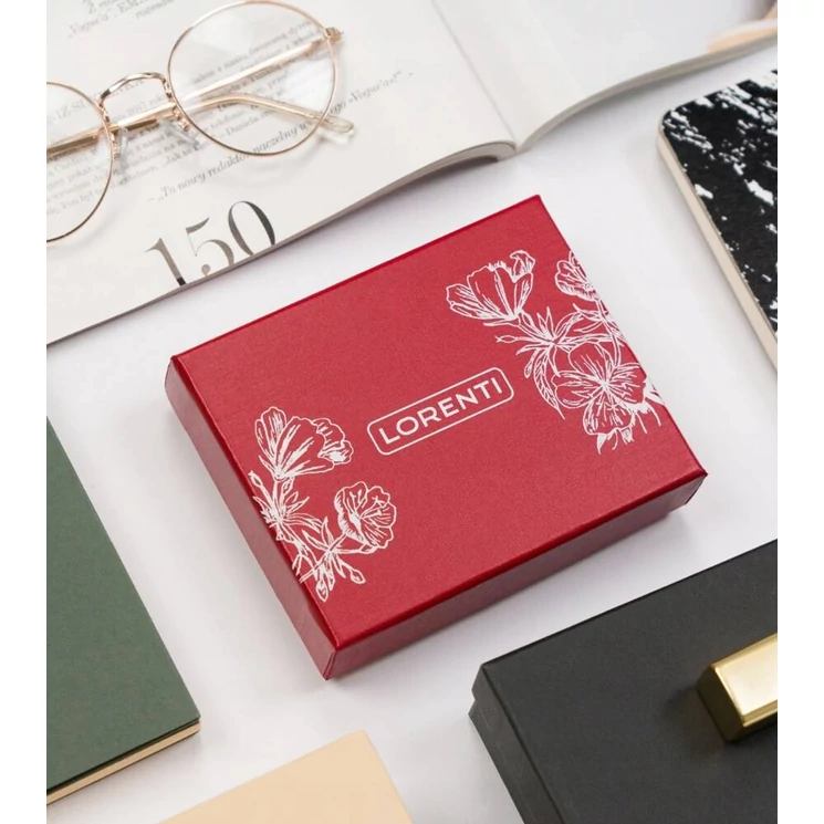 Kis méretű Valódi bőr női pénztárca Pillangó mintával- Lorenti