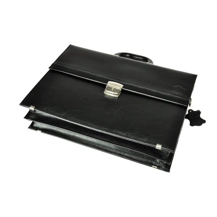 Stefania Sokrekeszes Valódi bőr Aktatáska fekete színben