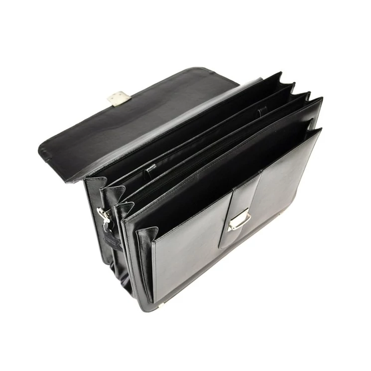 Stefania Sokrekeszes Valódi bőr Aktatáska fekete színben