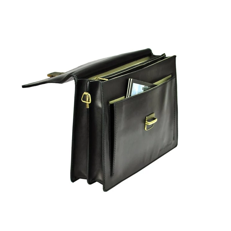 Gregorio Valódi bőr kétrészes aktatáska fekete színben