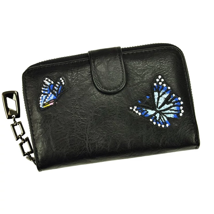 Eslee fekete Műbőr + Valódi bőr Pénztárca