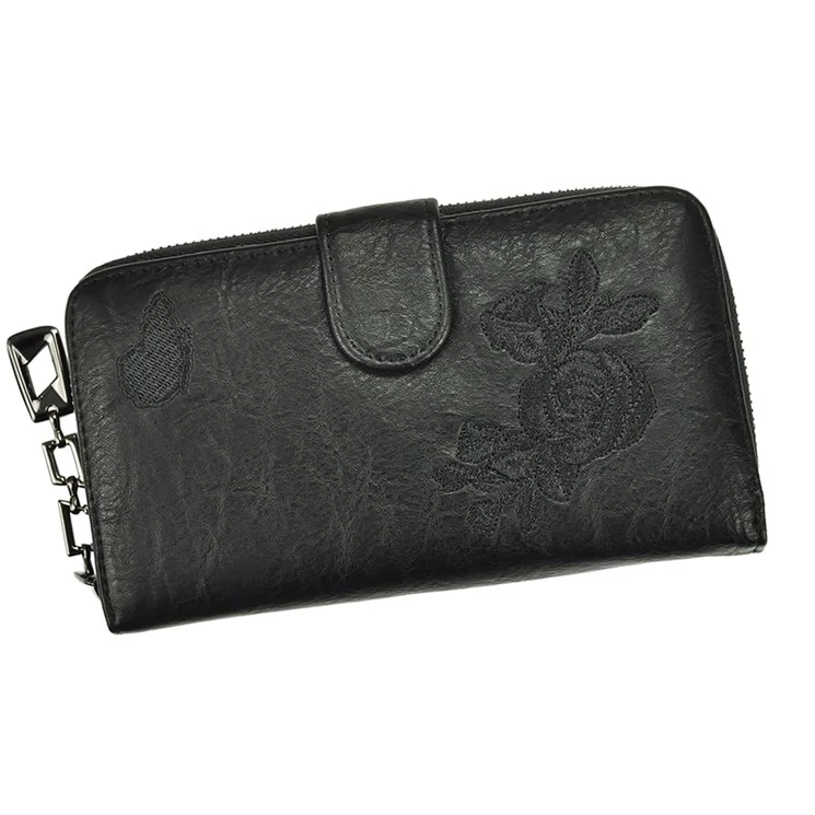 Eslee fekete Műbőr + Valódi bőr Pénztárca