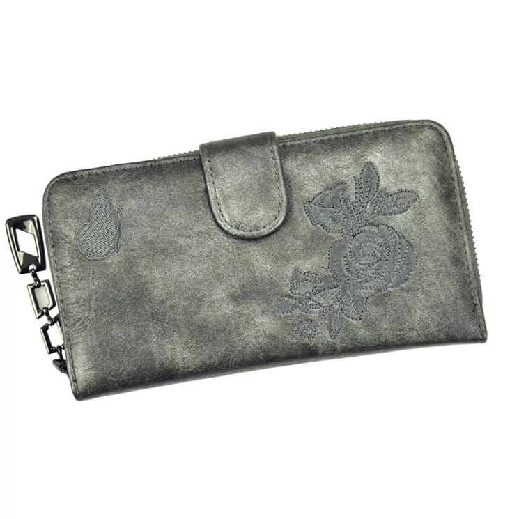 Eslee fekete Műbőr + Valódi bőr Pénztárca