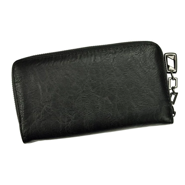 Eslee fekete Műbőr + Valódi bőr Pénztárca