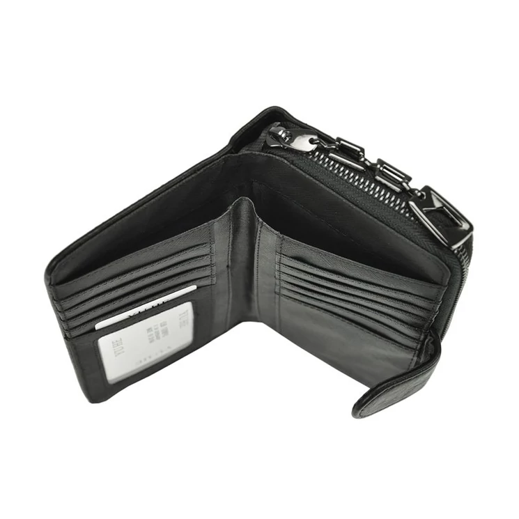 Eslee fekete Műbőr + Valódi bőr Pénztárca