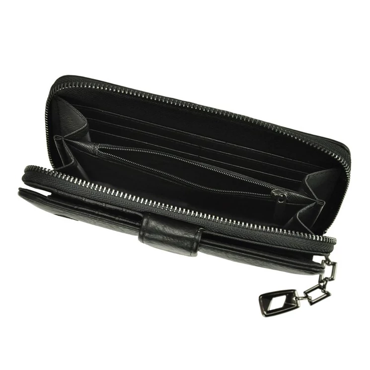 Eslee fekete Műbőr + Valódi bőr Pénztárca