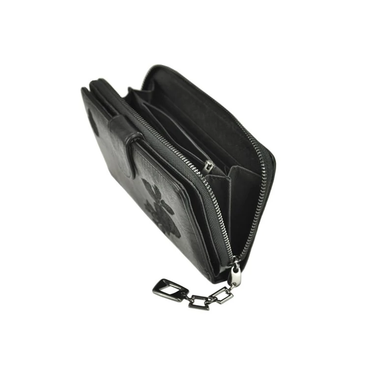 Eslee fekete Műbőr + Valódi bőr Pénztárca