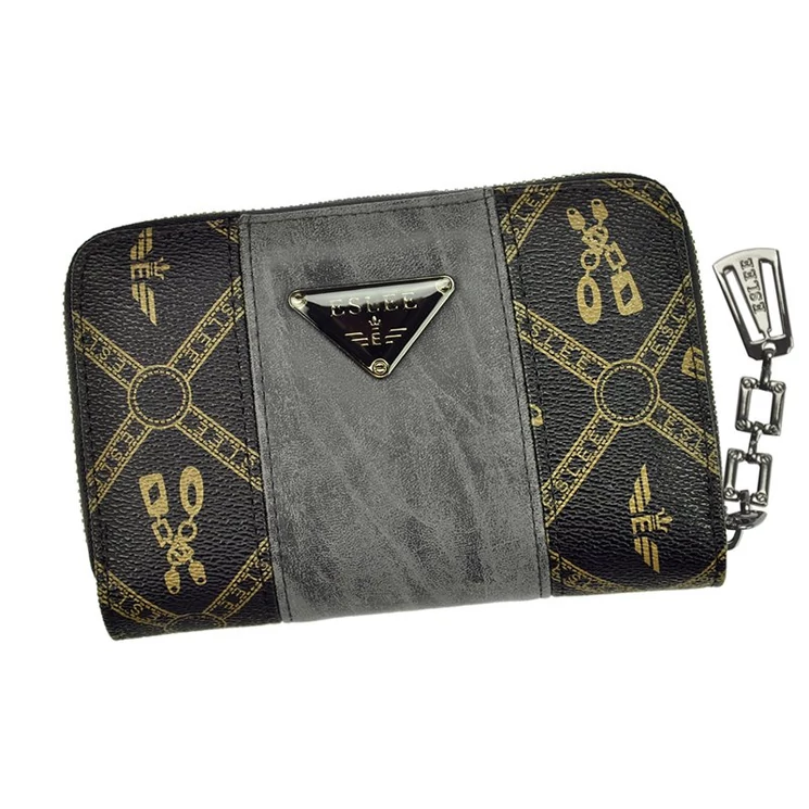 Eslee fekete Műbőr + Valódi bőr Pénztárca