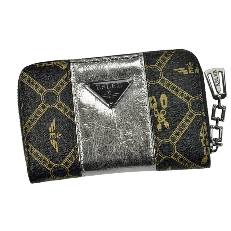 Eslee fekete Műbőr + Valódi bőr Pénztárca