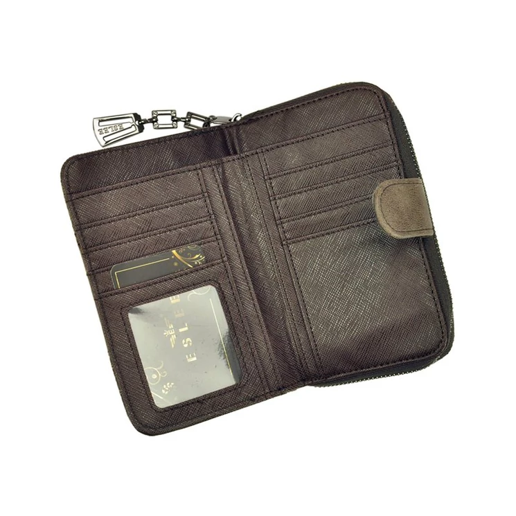 Eslee fekete Műbőr + Valódi bőr Pénztárca