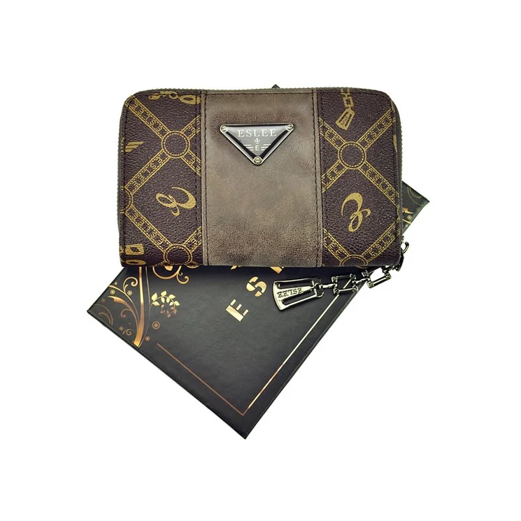 Eslee fekete Műbőr + Valódi bőr Pénztárca