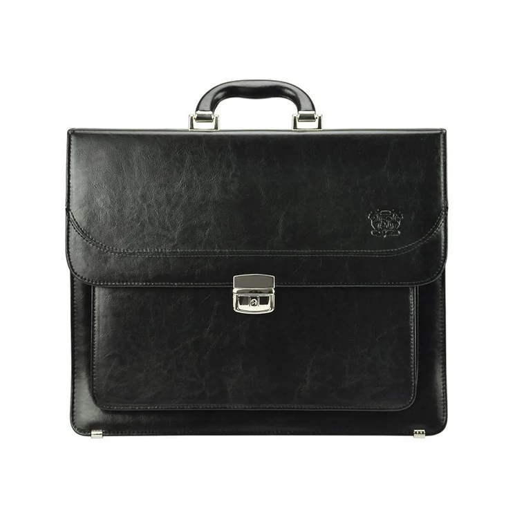 Stefania Sokrekeszes Valódi bőr Aktatáska fekete színben