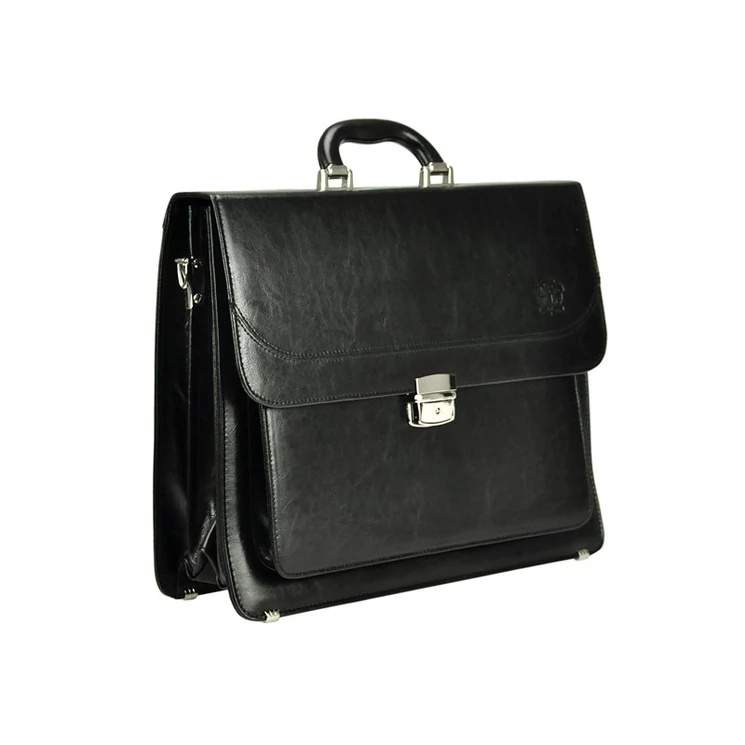 Stefania Sokrekeszes Valódi bőr Aktatáska fekete színben