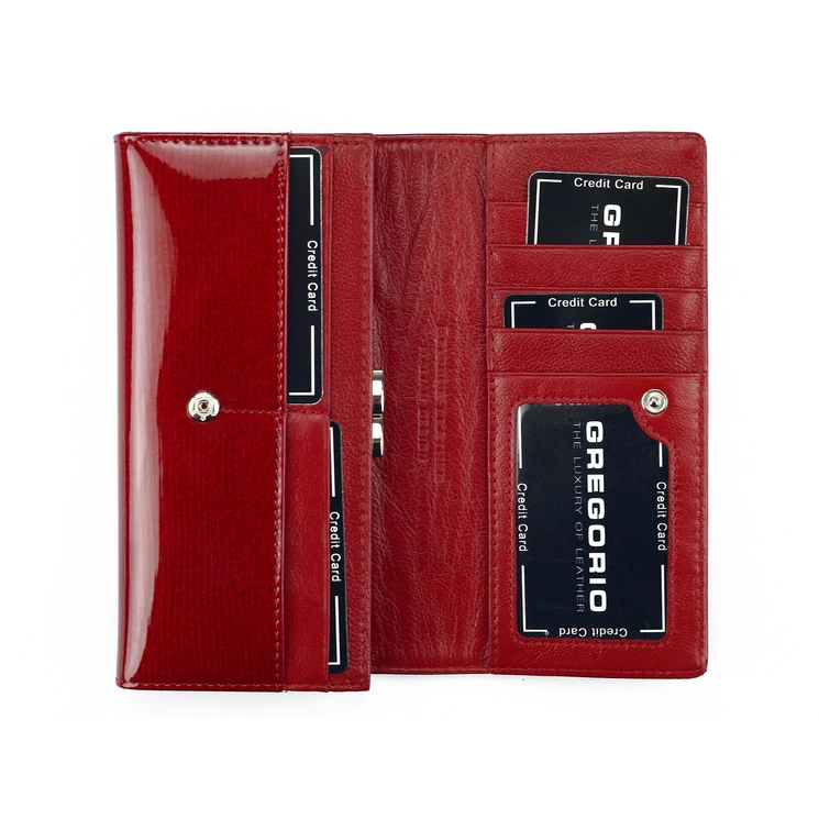 Piros lakk Valódi bőr Pénztárca Piros színben