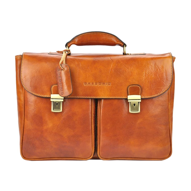 Gregorio Valódi bőr Aktatáska Világosbarna színben