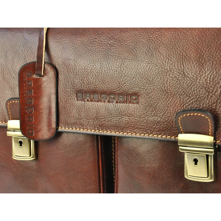 Gregorio Valódi bőr Aktatáska Világosbarna színben