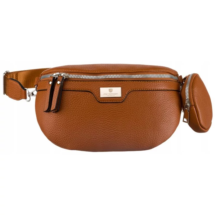 Elegáns Női Övtáska/Oldaltáska + Praktikus kiegészítővel konyak színben