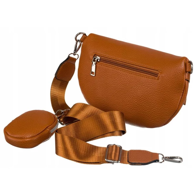 Elegáns Női Övtáska/Oldaltáska + Praktikus kiegészítővel konyak színben