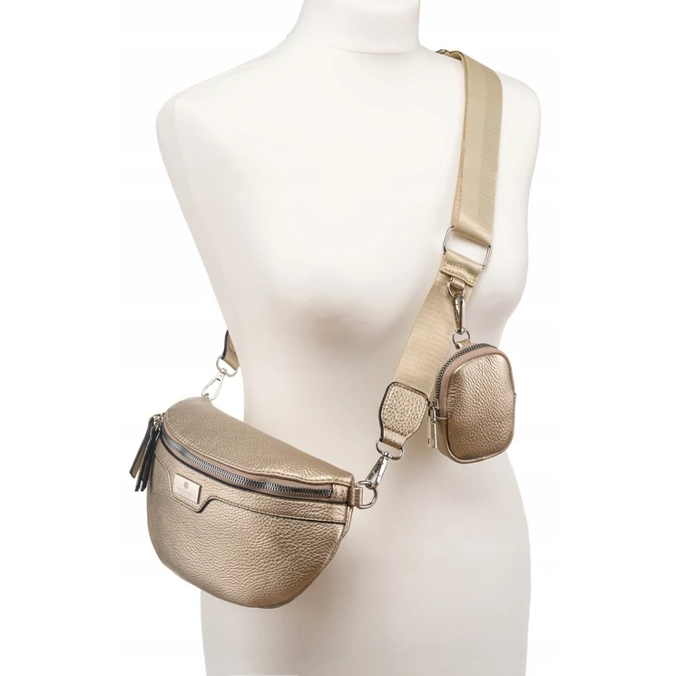 Elegáns Női Övtáska/Oldaltáska + Praktikus kiegészítővel arany színben
