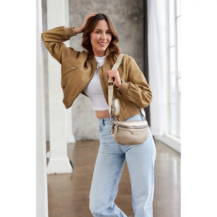 Elegáns Női Övtáska/Oldaltáska + Praktikus kiegészítővel arany színben