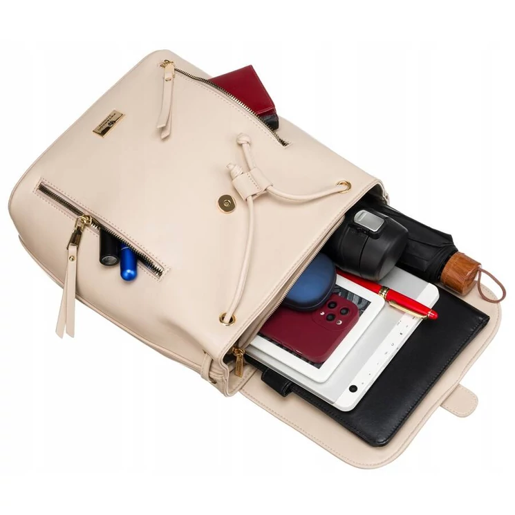 Stílusos női hátizsák Bézs színben