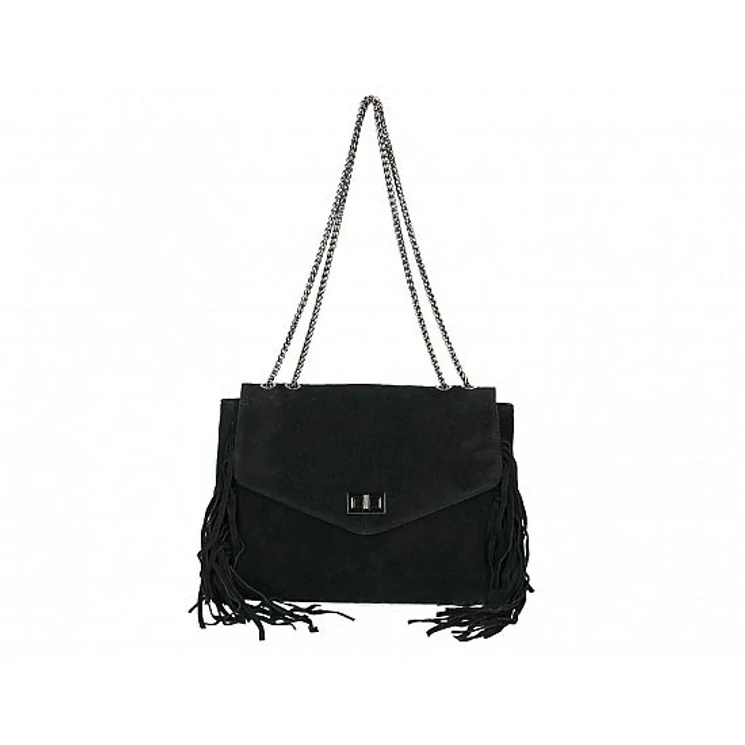 Valódi bőr női láncos táska fekete színben S7217 Black