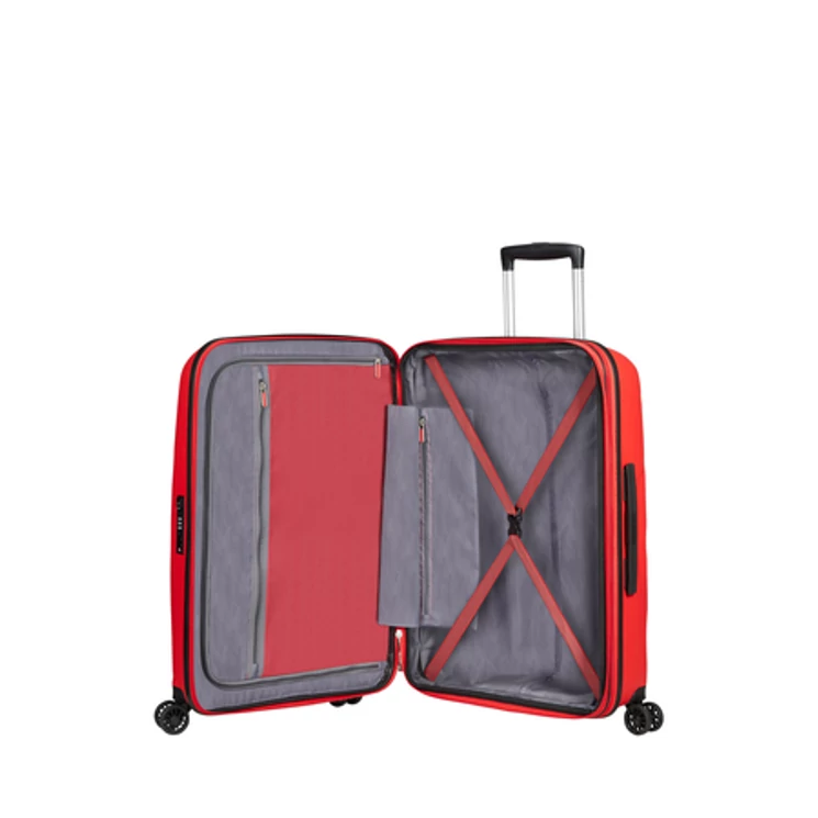 American Tourister Bon Air DLX Spinner Bővíthető Bőrönd 66cm MagmaRed